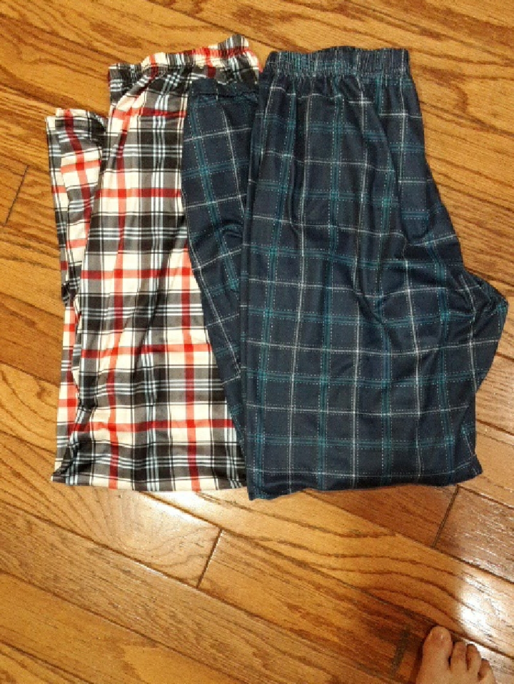 LIGHTWEIGHT pants (2 Pair) - Navy & Red Plaid, Blue & Green Plaid Pajama Bottoms